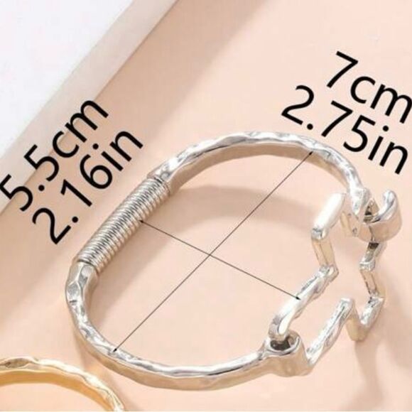 Geometric Cross Shaped Open Cuff Bracelet - Picture 5 of 13